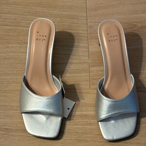 A New Day Women's Silver Slide Sandals
